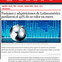Fusiones y adquisiciones de Latinoamrica perdieron el 42% de su valor en enero
